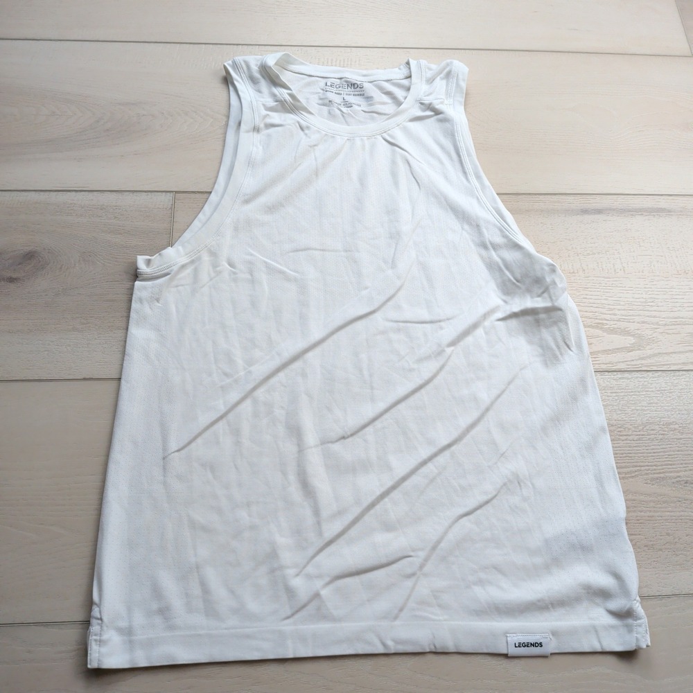 Legends Enzo Tank Top Shirt Men L White Athletic Training Gym Workout Sleeveless